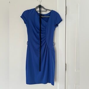 Mango Blue Asymmetrical Sheath Dress Cocktail